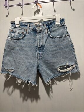 AGOLDE Riley distressed jean shorts